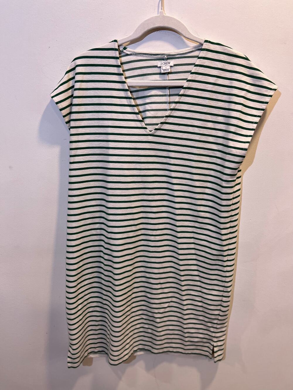 Green Striped Relaxed Fit Tshirt Mini Dress - J.Crew - Size Small